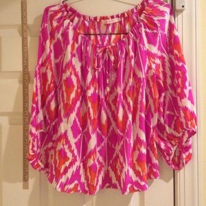 Print Color Silk Blouse